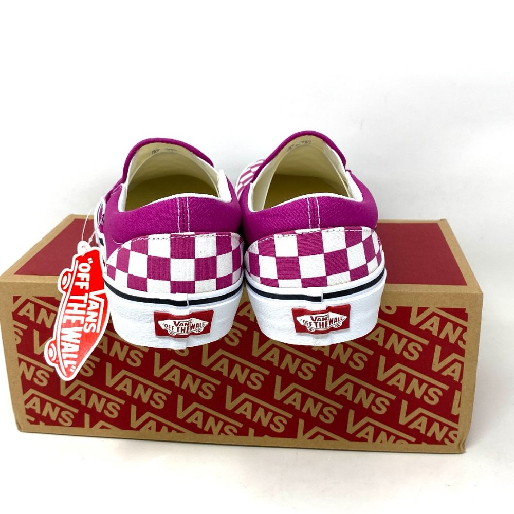 VANS Classic Slip On Checkerboard Low Top Fuchsia men’s Sneakers VN000XG8AZY - Picture 3 of 11